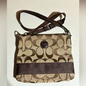 Coach signature crossbody brown and tan